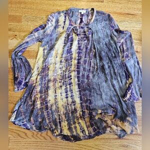 Umgee Purple and Yellow Long Sleeve Tunic